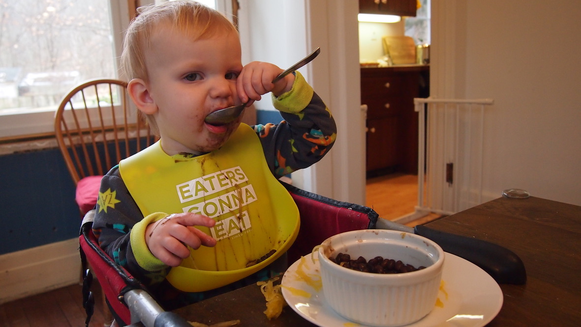 Yvie Eating Black Beans